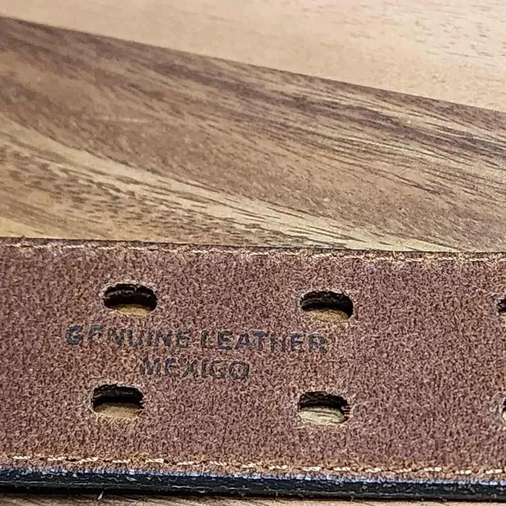 Hawx Work Belt Mens 36 Brown Leather Full Grain Double Prong Distressed Workwear